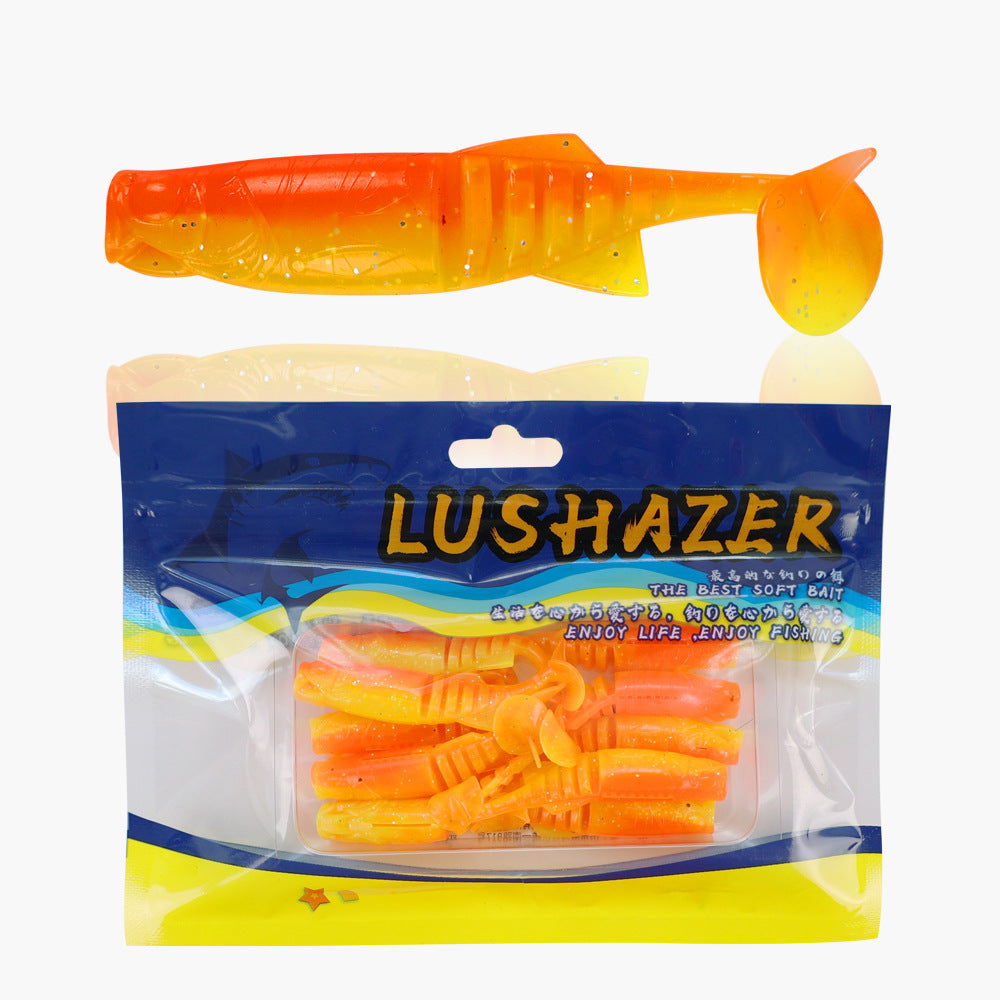 Scent Infused Multi-Segment T-Tail Soft Worm Lures, Fit Jig Head & Offset Hook for Black Pit Fishing