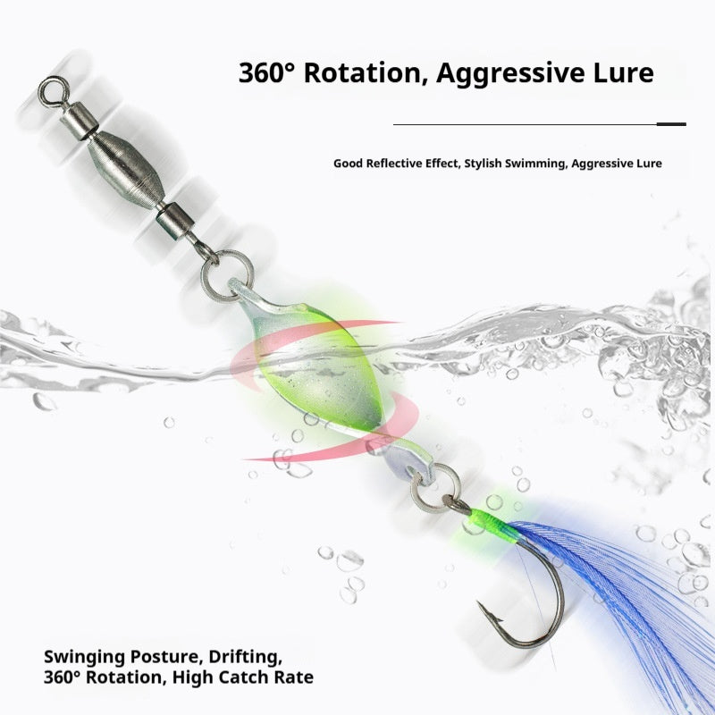 Spiral High-Speed Spinner Spoon Lure Set with Feather Hook - Long Cast Metal Lure for Bass & Pike
