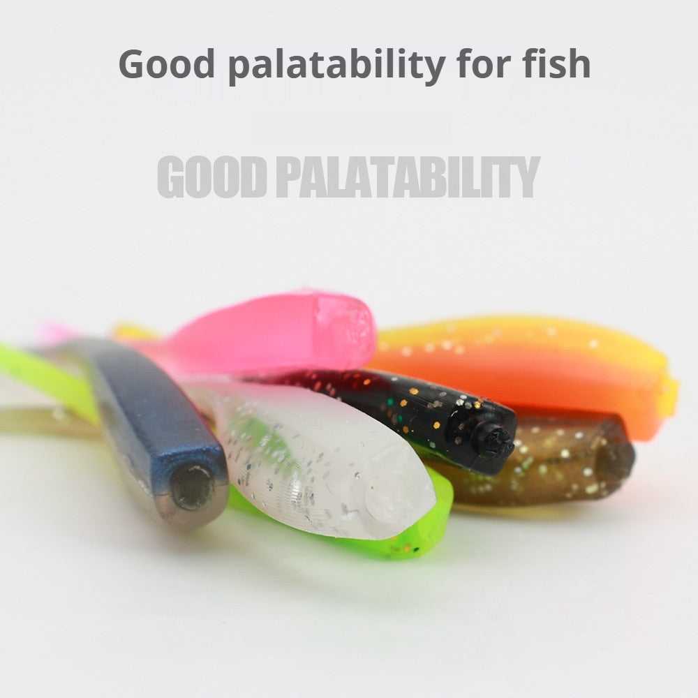 20Pcs Two-Tone Tadpole Needle Tail Soft Lures, Rock Fishing Bait Combo with Hooks for Bass & Topmouth Culter