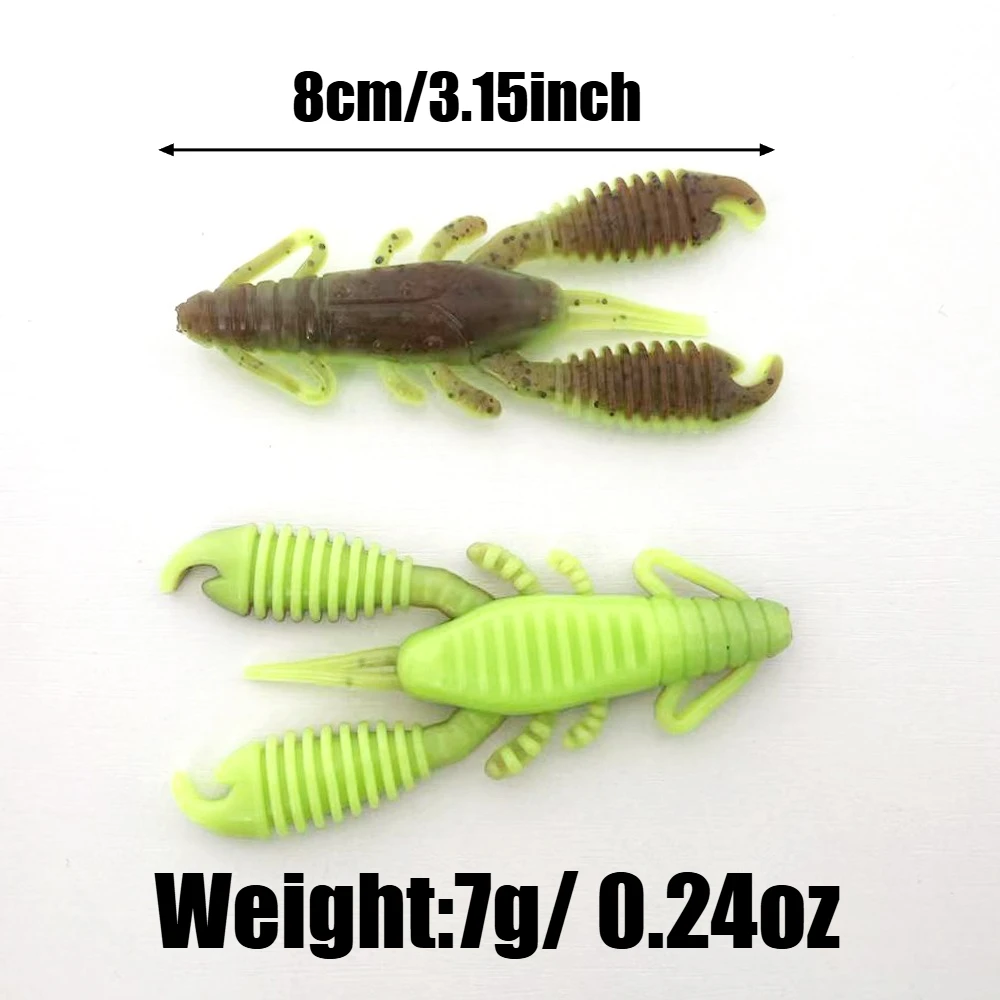 4PCS 8cm Crawfish Soft Bait | Bottom-Bouncing Lure Triggers Strikes | Targets Seabass, Grouper & Redfish
