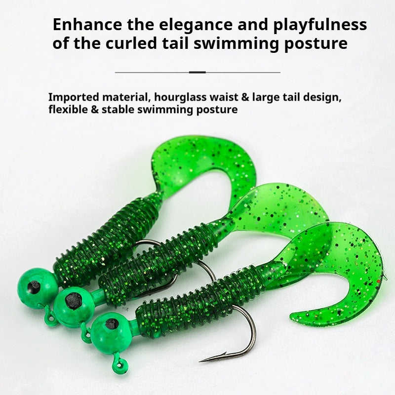 Pre-Rigged Jig Head Soft Lure Set, Reinforced Anti-Snag Soft Worm for Mandarin, Topmouth Culter & White Bait