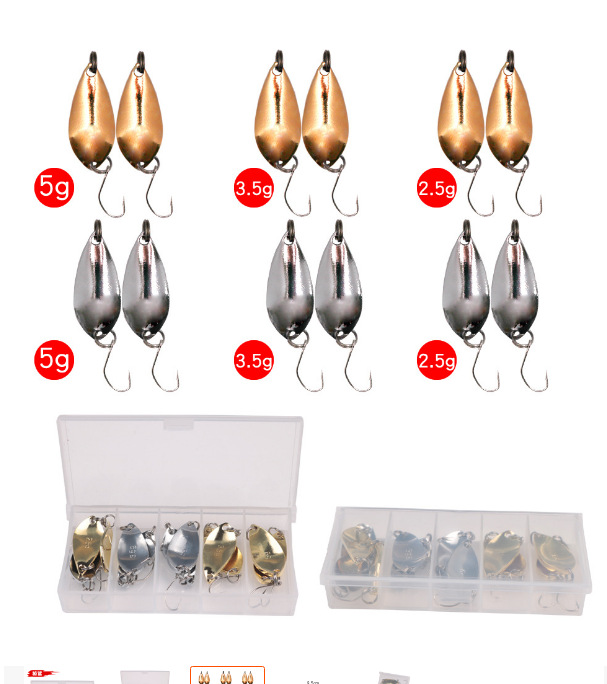 10Pcs Dual CoAlor Metal Spoon Lure 2.5g 3.5g 5g Micro Single Hook Long Cast Artificial Bait Freshwater Lure for Trout Bass