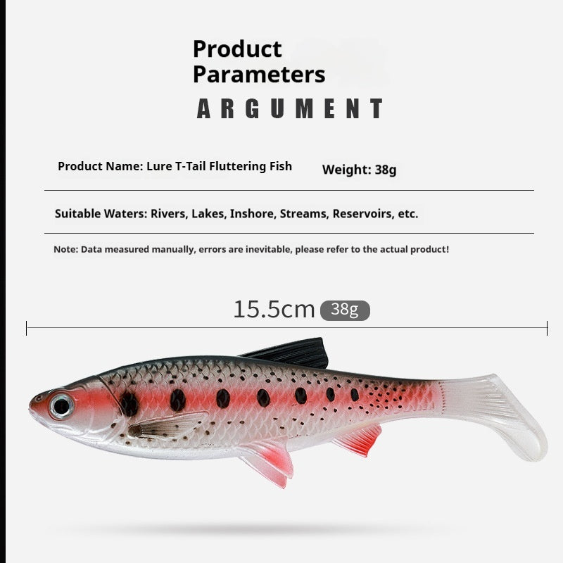 38g Large T-Tail Soft Swimbait - Realistic Fish Fin Lure for Saltwater & Freshwater Fishing
