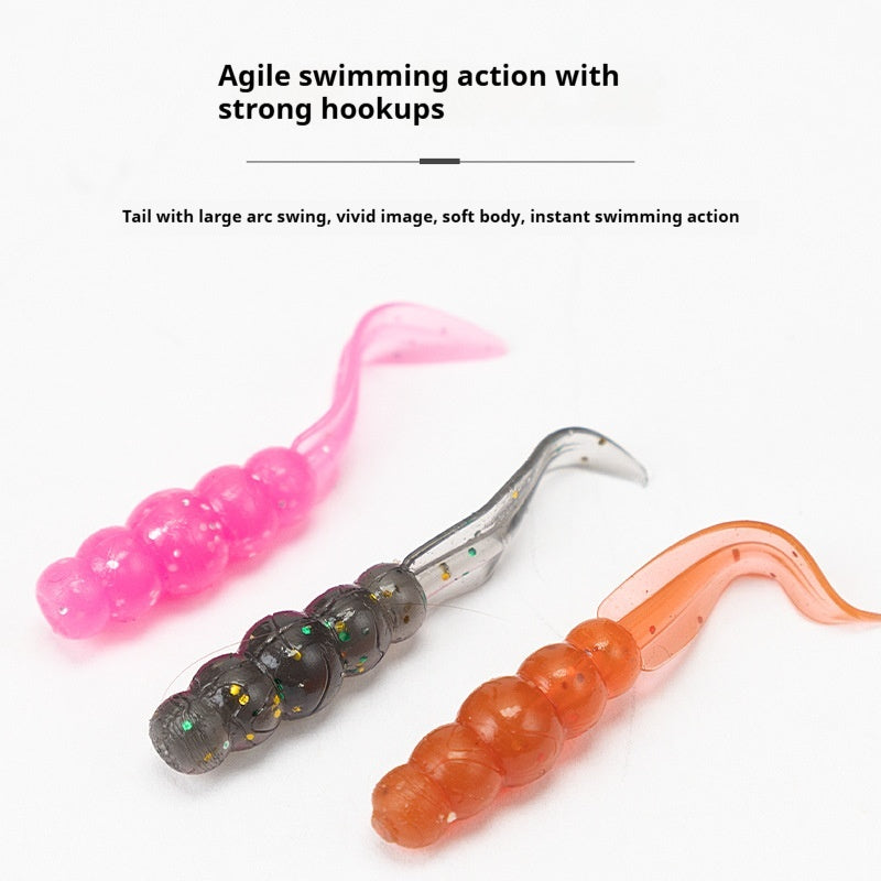 20Pcs Floating Scented Shrimp Flavor Flat Leaf Tail Soft Lures, Rock Fishing Baits for Dace & Culter