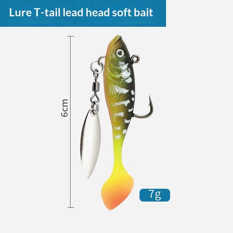 Lead Head Soft Lure Set 5pcs - T-Tail Swimbait for Bass & Pike