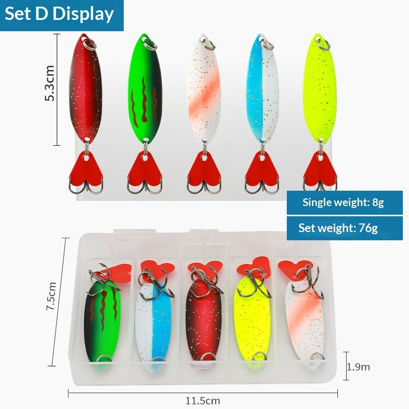 5pcs Metal Spoon Lure Set - Long Cast Spinner Blade Fish-Shaped Jigging Lure