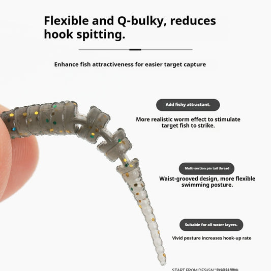 20pcs 4cm Floating Multi-Jointed Pin-Tail Micro Soft Lure - Scented Finesse Bait for Bass & Perch