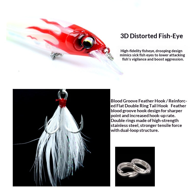 Floating Minnow Lure Built-in Laser Inside Rattle Bead Glow In Dark Artificial Bait Freshwater Saltwater Fishing Lure For Bass Topmouth Culter