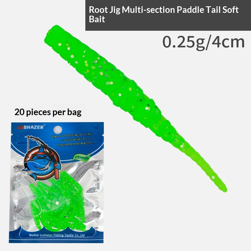 20pcs 4cm Floating Multi-Jointed Pin-Tail Micro Soft Lure - Scented Finesse Bait for Bass & Perch
