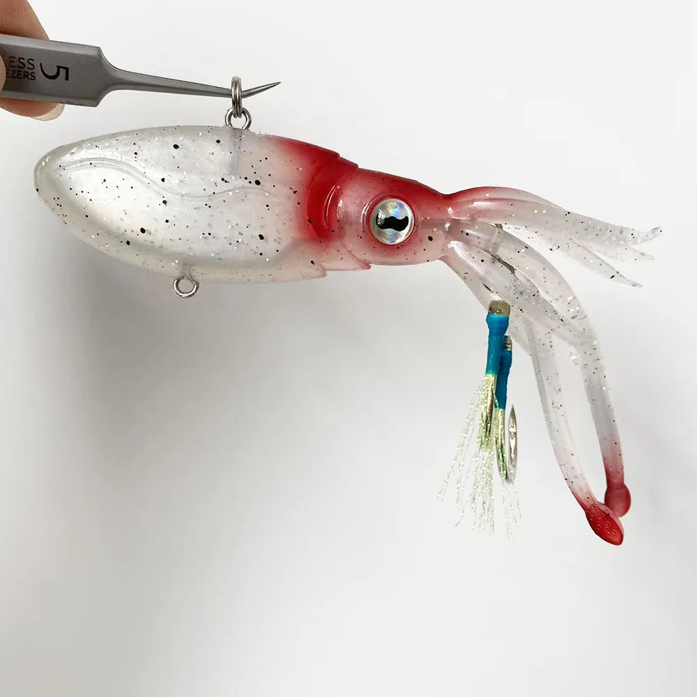 1PC 14.5cm/54g Ultra-Realistic Soft Flat Squid Lure – Tangle-Free Double Hooks, Sinking Bait for Deep Sea Jigging, Squid
