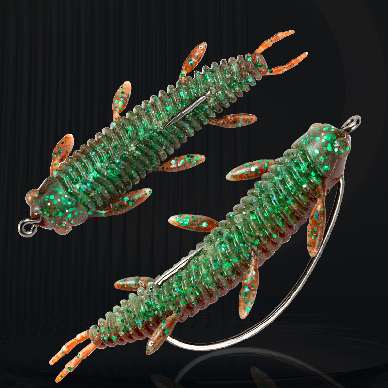 Cicada Pupa Shaped Soft Worm Lures 10Pcs Slow Sinking Bait for Freshwater Angling