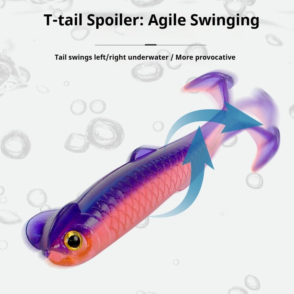 20Pcs Scented Multi-Color T-Tail Grub Soft Lures, Soft Worms for Jig Head, Black Pit & Wild Fishing