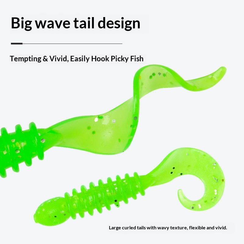 3.5cm Scented Curly Tail Soft Lures 20Pcs Micro Root Fishing Baits for Bass Freshwater & Black Pit Fishing