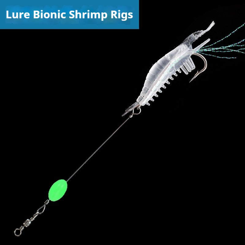 Luminous Pre-Rigged Shrimp Soft Lure, Realistic Bionic Shrimp Bait With Hooks For Freshwater Fishing