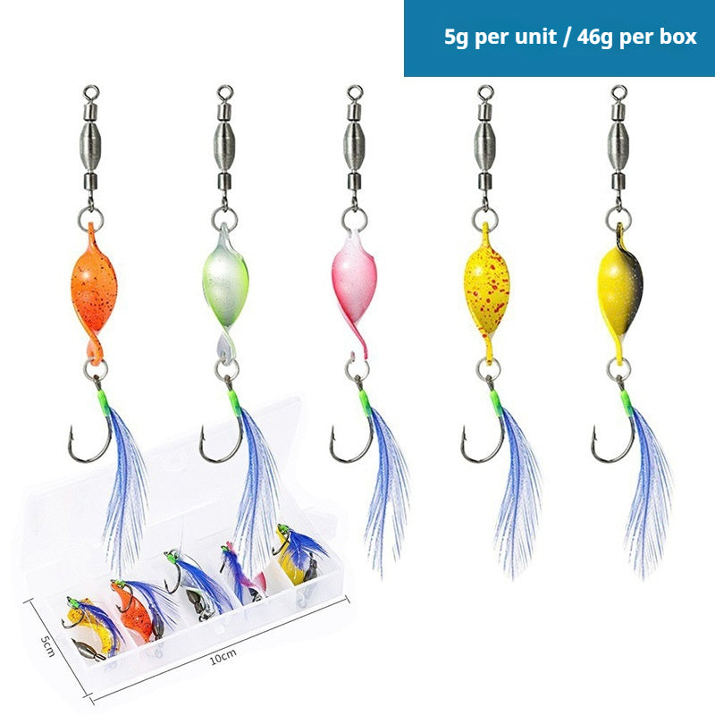 Spiral High-Speed Spinner Spoon Lure Set with Feather Hook - Long Cast Metal Lure for Bass & Pike