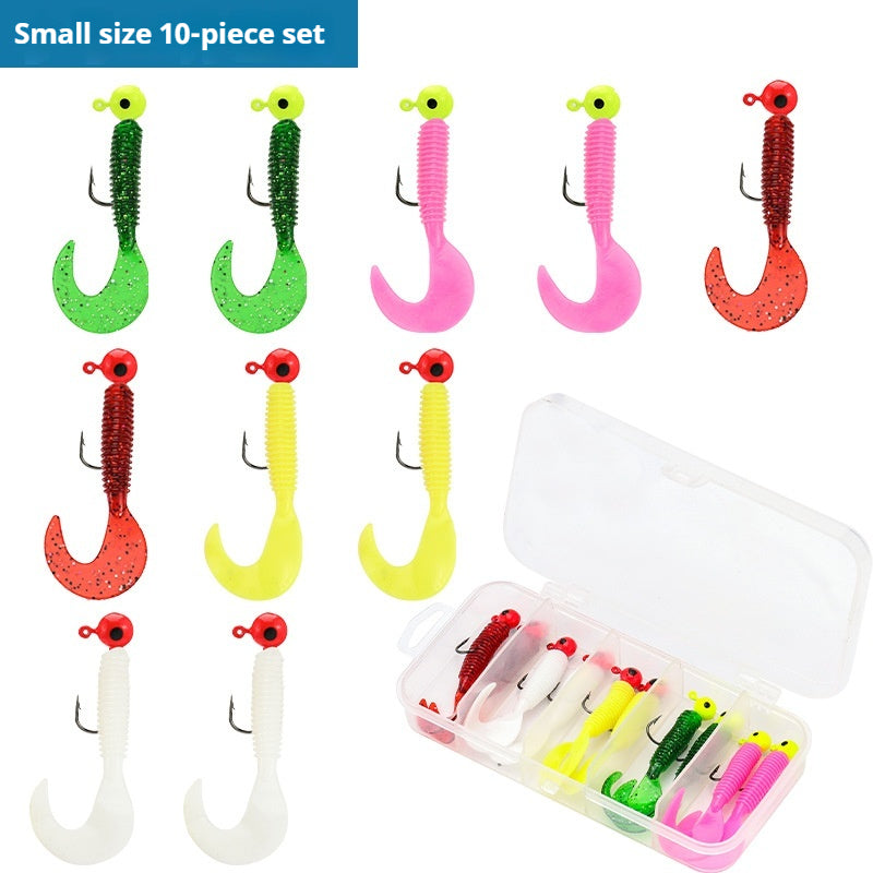 Pre-Rigged Jig Head Soft Lure Set, Reinforced Anti-Snag Soft Worm for Mandarin, Topmouth Culter & White Bait