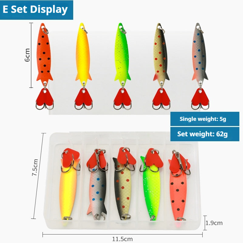 5pcs Metal Spoon Lure Set - Long Cast Spinner Blade Fish-Shaped Jigging Lure