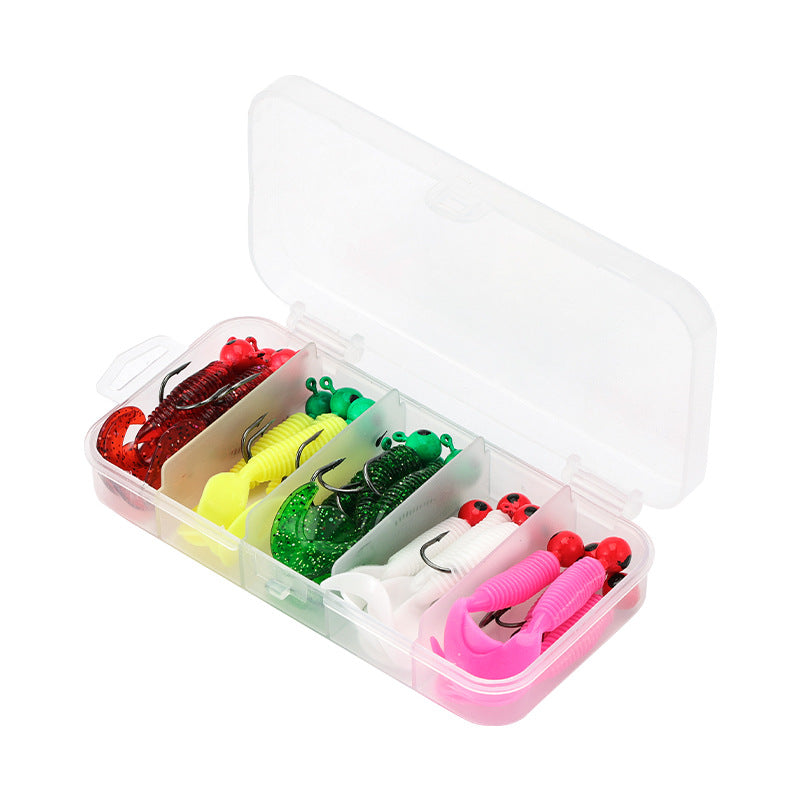 Pre-Rigged Jig Head Soft Lure Set, Reinforced Anti-Snag Soft Worm for Mandarin, Topmouth Culter & White Bait