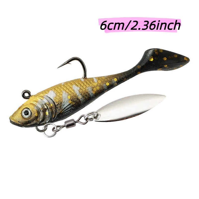 Lead Head Soft Lure Set 5pcs - T-Tail Swimbait for Bass & Pike