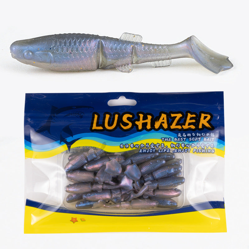 20Pcs Scented Multi-Joint T-Tail Soft Lures, Wiggle Bionic Minnow Soft Worm Fit Jig Head