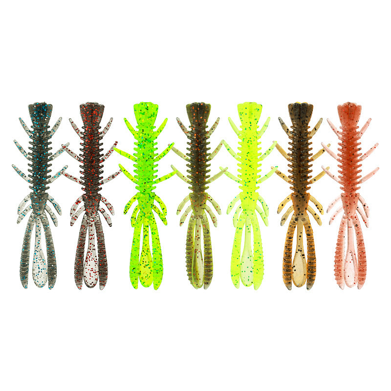 15Pcs Floating Salty Scent Pipi Shrimp Soft Lures 6cm, TPE Bionic Bait for Black Pit Fishing