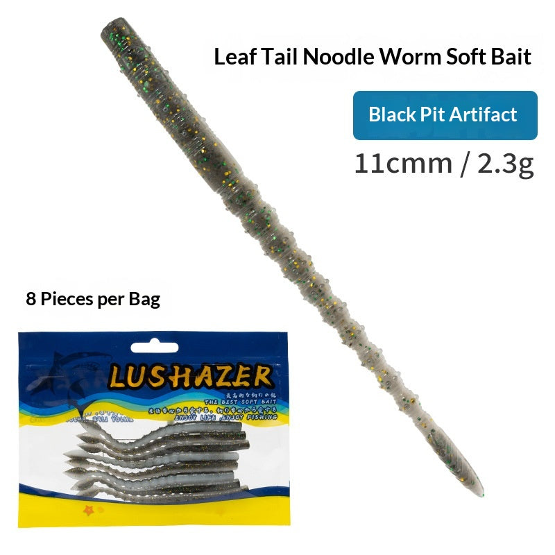8pcs 12cm Floating Straight-Tail Noodle Worm Soft Lure - Salted & Scented Finesse Bait for Bass & Perch