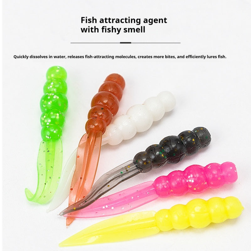20Pcs Floating Scented Shrimp Flavor Flat Leaf Tail Soft Lures, Rock Fishing Baits for Dace & Culter
