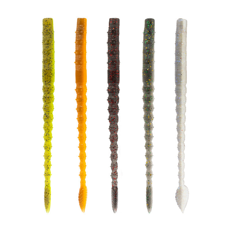 8pcs 12cm Floating Straight-Tail Noodle Worm Soft Lure - Salted & Scented Finesse Bait for Bass & Perch