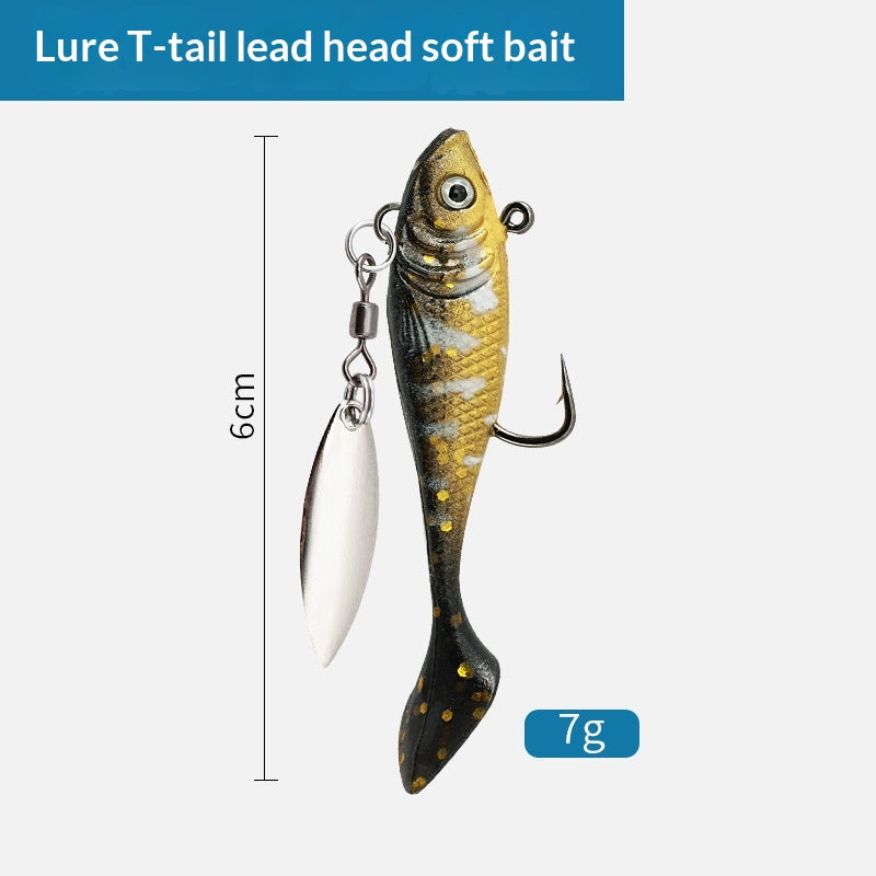 Lead Head Soft Lure Set 5pcs - T-Tail Swimbait for Bass & Pike