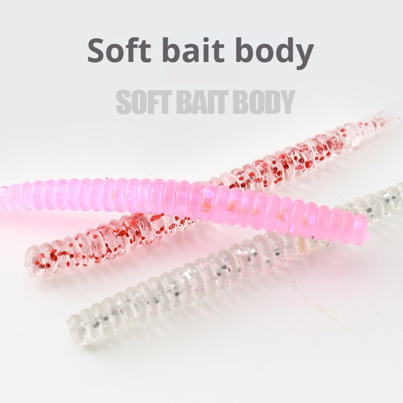 20Pcs Packed Rock Fishing Thread Needle Tail Soft Lures, Worm Bait for Bass & Topmouth Culter
