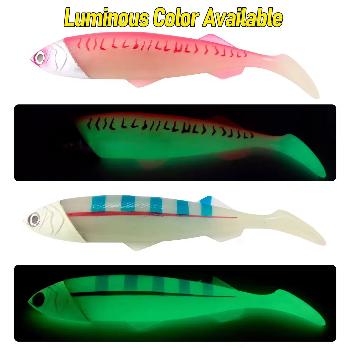 1Set Glow Head Slow-Sink Soft Lure 415g/516g | Extra-Heavy Duty Boat Fishing Lure for Tuna & Shark | Deep Sea Jigging