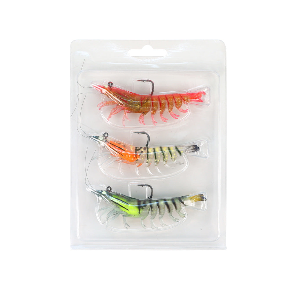 3Pcs Weighted Bionic Shrimp Soft Lures, Pre-Rigged Artificial Shrimp Swimbaits for Topmouth Culter & Bass