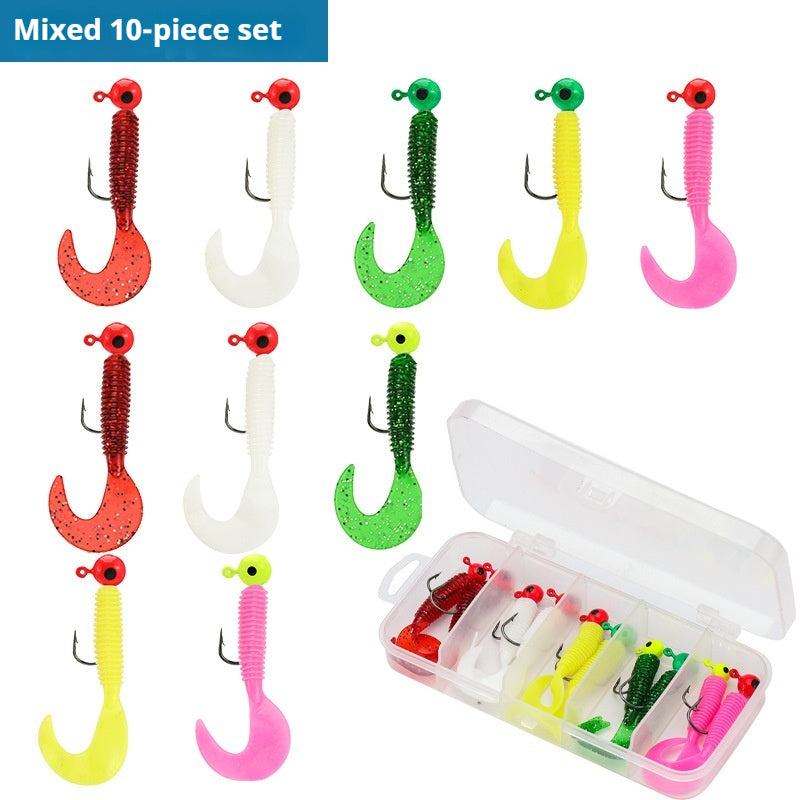 Pre-Rigged Jig Head Soft Lure Set, Reinforced Anti-Snag Soft Worm for Mandarin, Topmouth Culter & White Bait