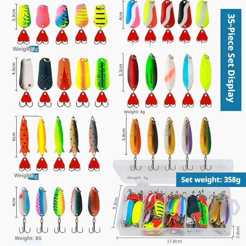5pcs Metal Spoon Lure Set - Long Cast Spinner Blade Fish-Shaped Jigging Lure
