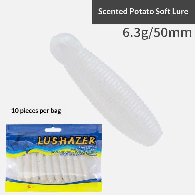 20pcs Salted & Scented Potato Soft Lure - Slow Sinking Finesse Bait for Bass, Perch & Asp