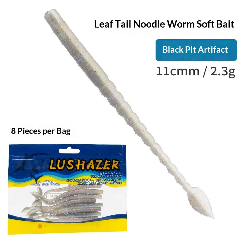 8pcs 12cm Floating Straight-Tail Noodle Worm Soft Lure - Salted & Scented Finesse Bait for Bass & Perch