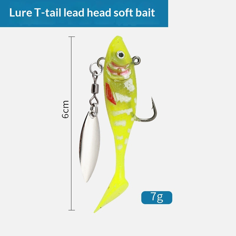 Lead Head Soft Lure Set 5pcs - T-Tail Swimbait for Bass & Pike