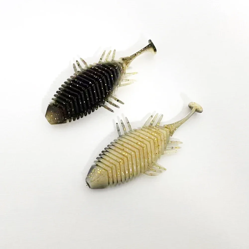 4PCS 7.5cm Sow Bug T-tail, Highly Active Mimicry, Ideal for Finesse Fishing, Slow-sinking & Twitching Action, Soft Lure.