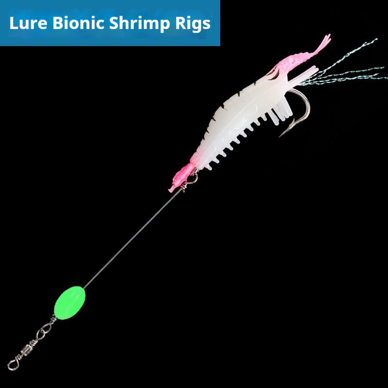 Luminous Pre-Rigged Shrimp Soft Lure, Realistic Bionic Shrimp Bait With Hooks For Freshwater Fishing