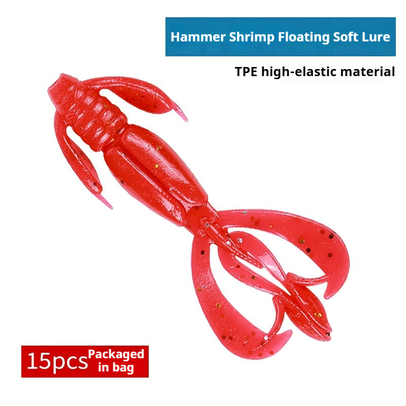 15Pcs Floating Shrimp Soft Lures, Bionic Root Fishing Soft Worm Baits for Bass, Freshwater & Black Pit Fishing