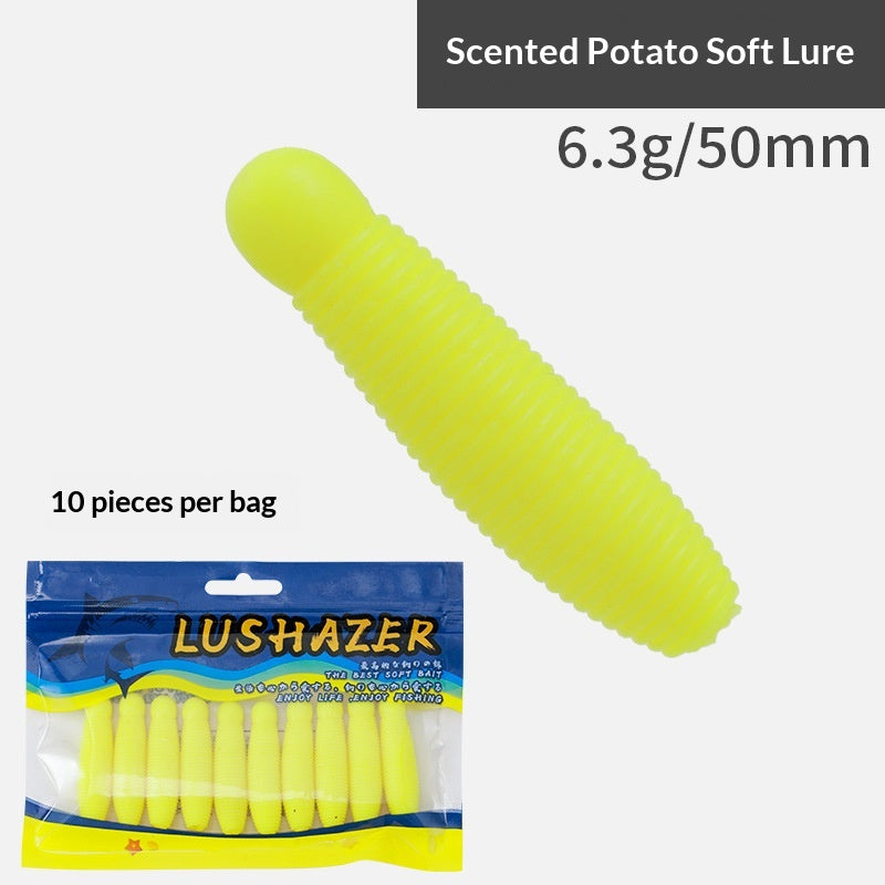20pcs Salted & Scented Potato Soft Lure - Slow Sinking Finesse Bait for Bass, Perch & Asp