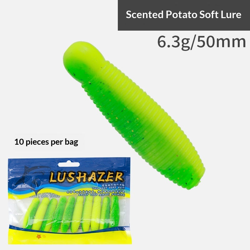 20pcs Salted & Scented Potato Soft Lure - Slow Sinking Finesse Bait for Bass, Perch & Asp