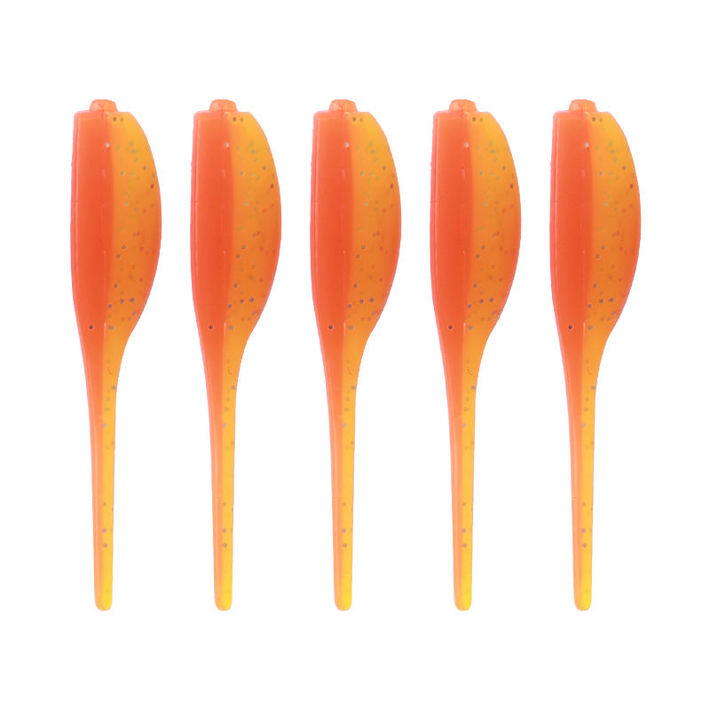 20Pcs Two-Tone Tadpole Needle Tail Soft Lures, Rock Fishing Bait Combo with Hooks for Bass & Topmouth Culter