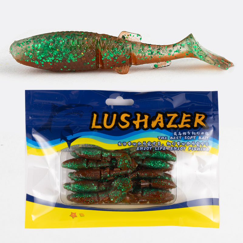 20Pcs Scented Multi-Joint T-Tail Soft Lures, Wiggle Bionic Minnow Soft Worm Fit Jig Head