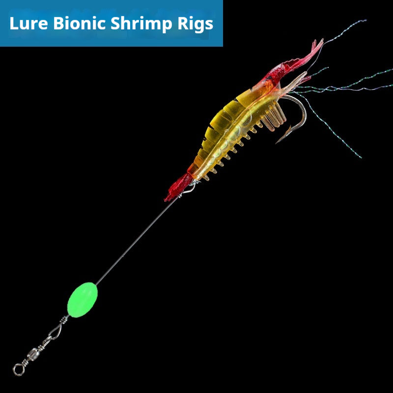 Luminous Pre-Rigged Shrimp Soft Lure, Realistic Bionic Shrimp Bait With Hooks For Freshwater Fishing