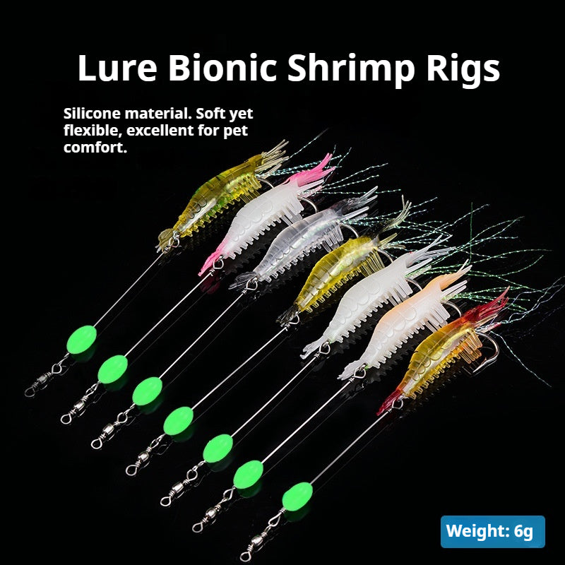 Luminous Pre-Rigged Shrimp Soft Lure, Realistic Bionic Shrimp Bait With Hooks For Freshwater Fishing