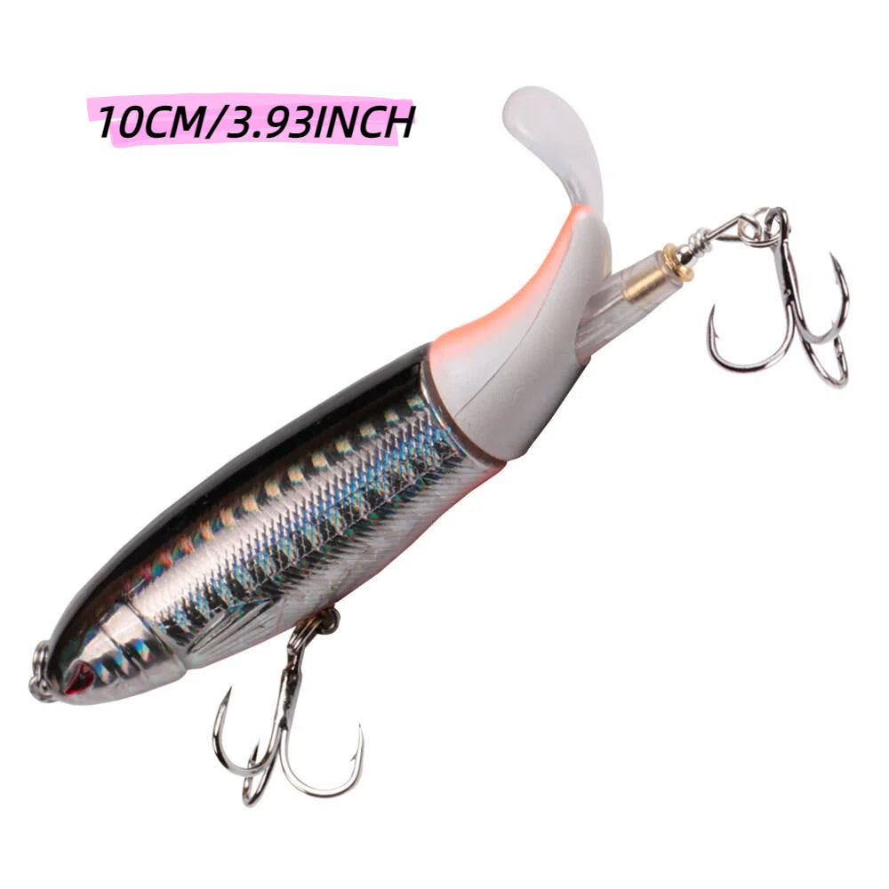 13G 10cm Propeller Pencil Lure, Floating Topwater Hard Bait with VIB Treble Hooks for Bass & Yellowcheek Carp