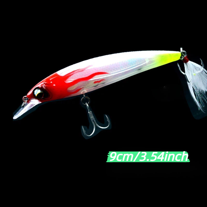 Floating Minnow Lure Built-in Laser Inside Rattle Bead Glow In Dark Artificial Bait Freshwater Saltwater Fishing Lure For Bass Topmouth Culter