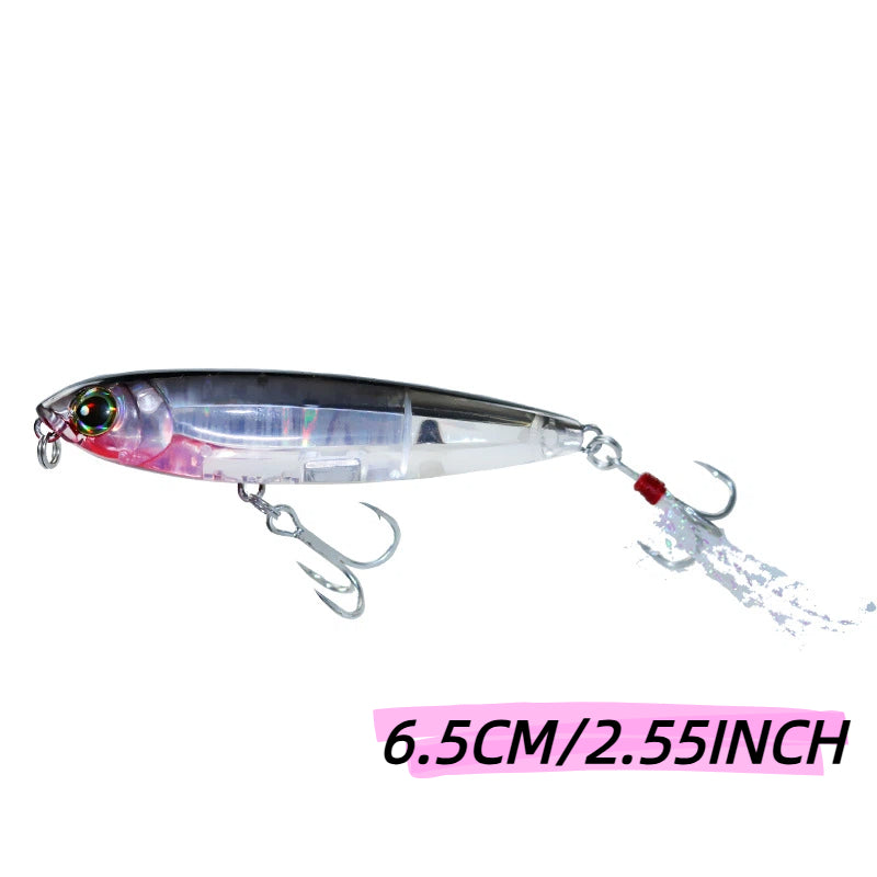 Internal laser fake bait, long-cast topwater type, 5g & 8g available. Zigzag dog lure, floating pencil hard bait, perfect for topmouth culter and bass.