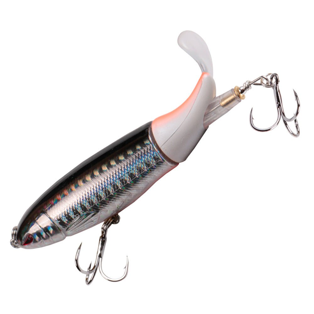 13G 10cm Propeller Pencil Lure, Floating Topwater Hard Bait with VIB Treble Hooks for Bass & Yellowcheek Carp